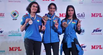 PIX: India win gold in men's, women's 10m air pistol