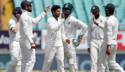 PHOTOS: Kuldeep shines as India rout WI for biggest win in Tests