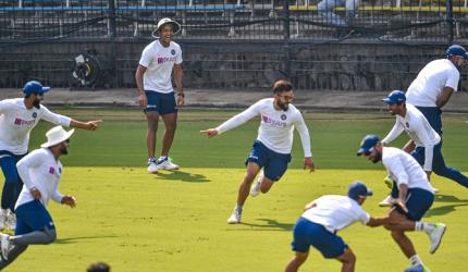 PIX: Kohli & Co take pink ball throwdowns in nets