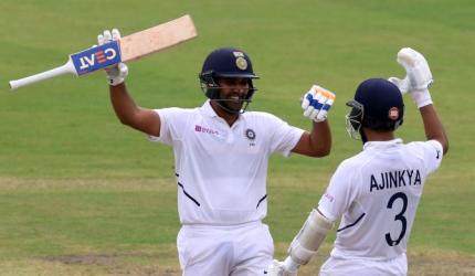 Rohit-Rahane steady India after early wobble