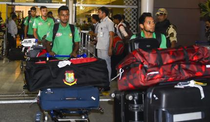 PIX: Depleted Bangladesh touch down in India