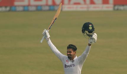 Shreyas Iyer slams century on Test debut