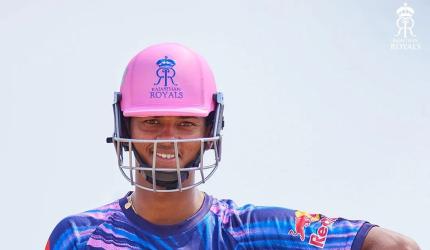 Rajasthan Royals train in pink and blue