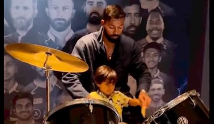 SEE: Hardik, Agastya Show Drumming Skill