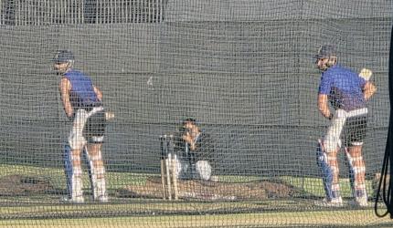 PIX: Kohli, Rohit hit nets in Perth, oblige Pak fan