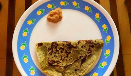 Recipe: Palak Paratha and Kairi Chutney