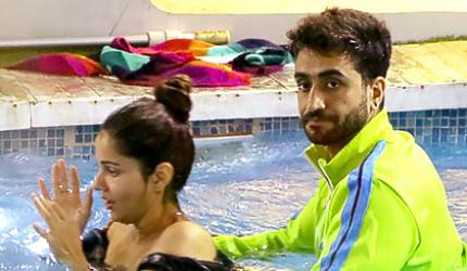 Bigg Boss 14: Rubina falls into the pool!