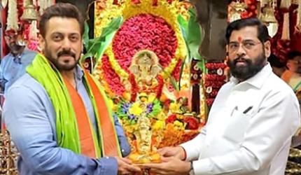 Salman Visits Eknath Shinde's Home For Ganpati Darshan