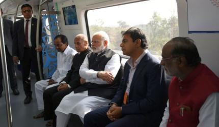 PM Modi inaugurates Hyderabad metro, takes first ride