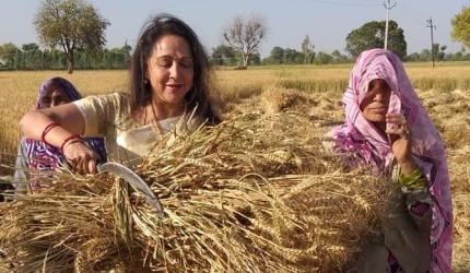 PHOTOS: Hema Malini begins campaign from a farm