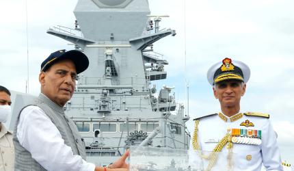 Rajnath swipes at China at Visakhapatnam commissioning