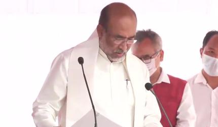 Biren Singh sworn in as Manipur CM for 2nd time