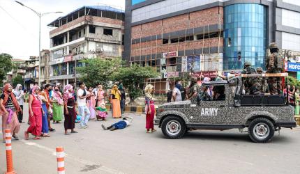 Protestors Block Army Jeep In Imphal