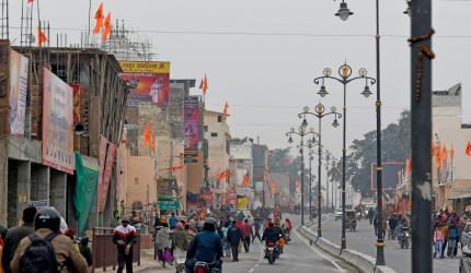 Ayodhya skyline turns saffron on consecration eve