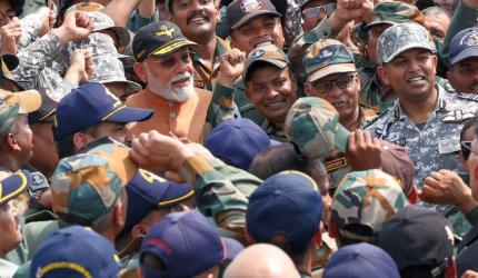 PIX: Modi visits Adampur air base, meets soldiers
