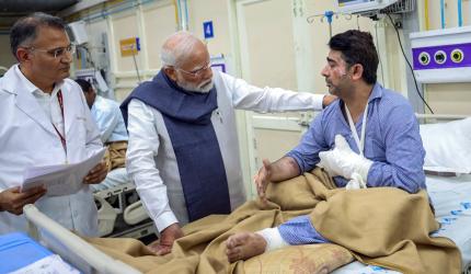 Modi Visits Blast Victims In Hospital
