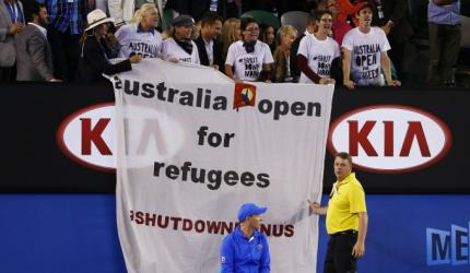 Refugee protest at Australian Open final