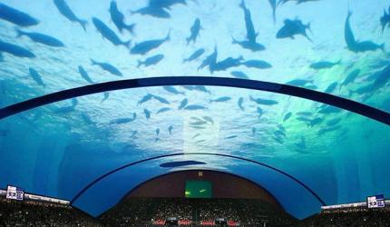 An underwater tennis court? Now that's cool!