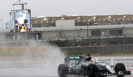 US Grand Prix: Hamilton fastest as fans shut out by rain