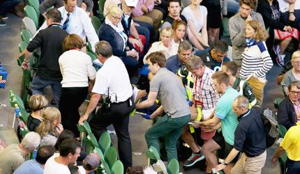 Ivanovic bows out after coach hospitalised following collapse in stands