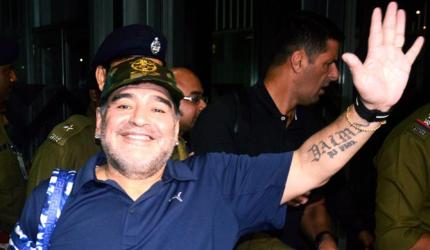 First Look: Maradona arrives in Kolkata sans fan-frenzy