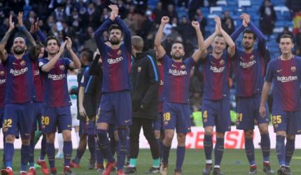 Clasico: Barcelona party at Bernabeu 