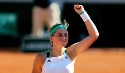 Holder Ostapenko in action on opening day of French Open