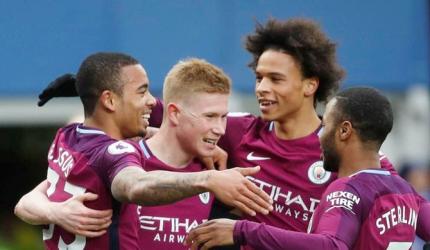 PICS: Manchester City one win from title after handsome win at Everton