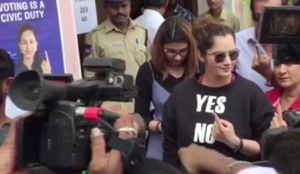 PIX: Sania Mirza, Rathore cast their vote