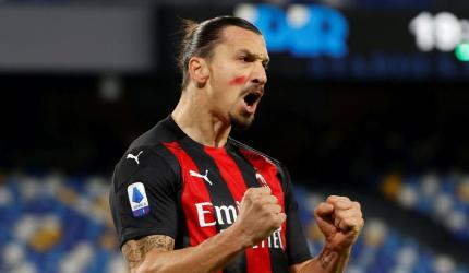 Football: Ibra brace ends wait for Milan win at Napoli