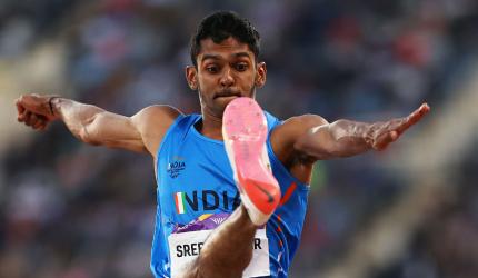 PIX: Sreeshankar wins silver in long jump at CWG