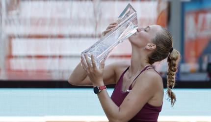 Kvitova upsets Rybakina to win first Miami Open crown