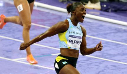 PIX: St Lucia's Alfred storms to women's 100m gold