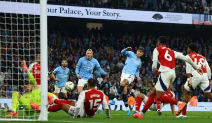 EPL PIX: Late drama rescues Man City against Arsenal