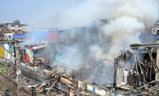 Fire at Mumbai's Dharavi disrupts local train services