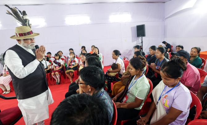 PHOTOS: Modi meets displaced Kukis, Meiteis in Manipur