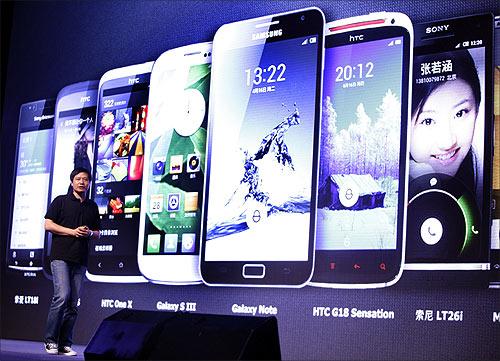 Lei Jun, founder and CEO of China's mobile company Xiaomi, speaks at a launch ceremony of Xiaomi Phone 2 in Beijing.