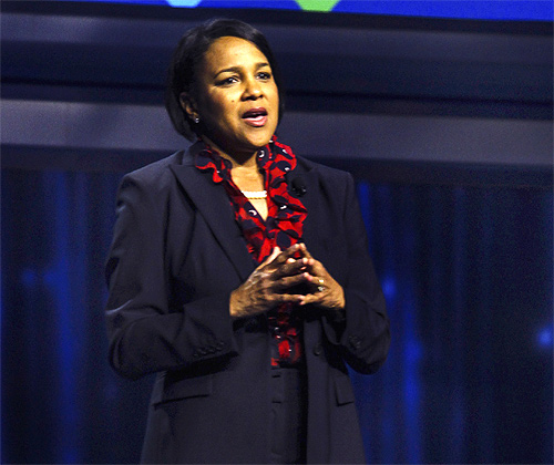 Sam's Club CEO Rosalind Brewer during the annual Wal-Mart shareholders' meeting in Fayetteville, Arkansas.