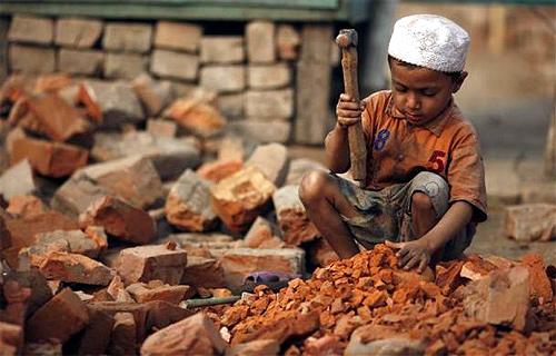 Sujon, 4, works in a brick field in Gabtoli, Dhaka.