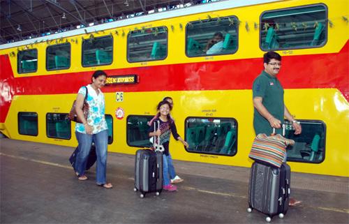 Superfast double-decker train.