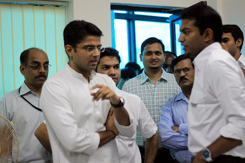 Minister of State for Communications & Information Technology Sachin Pilot at the Startup Village office.