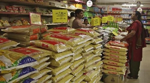 Customers shop at a superstore inside a mall in Allahabad.