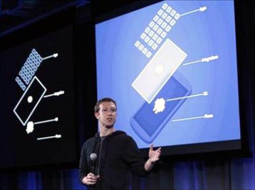 Mark Zuckerberg, Facebook's co-founder and chief executive speaks during a Facebook press event in Menlo Park, California.