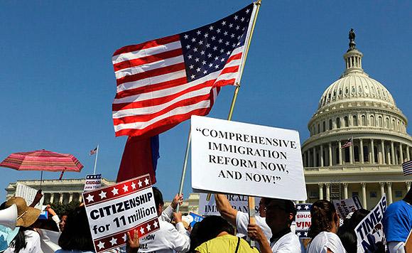  People rally for comprehensive immigration reform April 10 near the US Capitol in Washington.