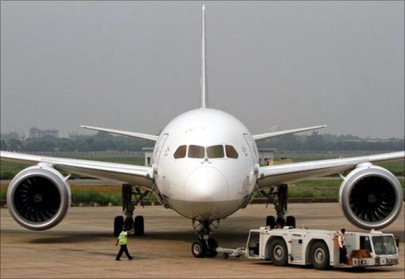 A Boeing 787 Dreamliner aircraft for All Nippon Airways (ANA) is seen after its India debut landing at the Indira Gandhi international airport in New Delhi.