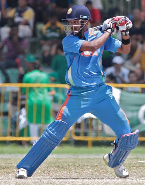 K L Rahul in action.
