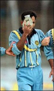 Saba Karim after injuring his eye at the Asia Cup