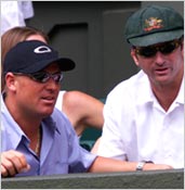 Shane Warne and Steve Waugh at the Wimbledon