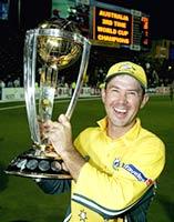 Ricky Ponting with the World Cup 2003 trophy