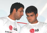 Yuvraj Singh (left) with Sourav Ganguly